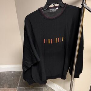 Men's Black Sweater with Colorful Stripes